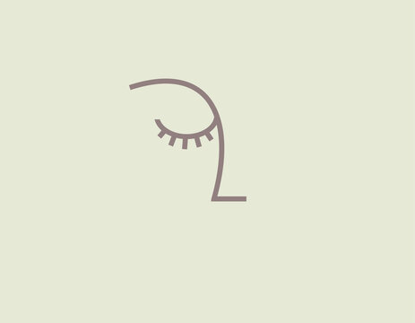 Creative linear logo icon female nose and eye.