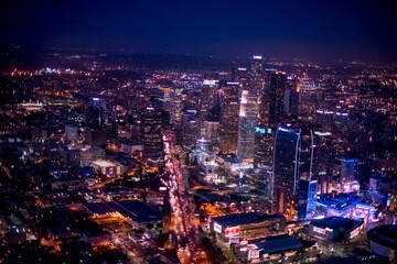 Fototapeta na wymiar aerial view of downtown Los Angeles by night