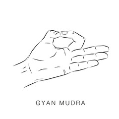 Gyan Mudra, yoga hand gesture, meditation pose - obrazy, fototapety, plakaty
