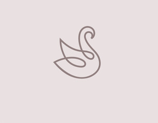 Abstract logo icon linear image of a swan