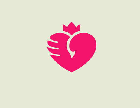 Creative bright pink logo icon heart and swan image