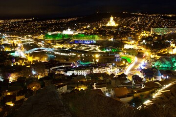 night view of the city of Tibilisi in Georgia 