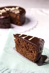 Portion of homemade cake, lactose free dessert