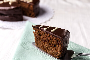 Portion of homemade cake, lactose free dessert