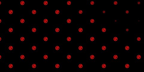 Dark Red vector background with covid-19 symbols.