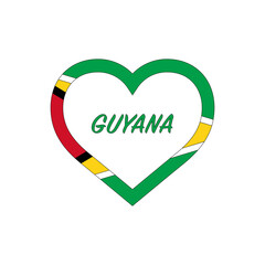 Guyana flag in heart. I love my country. sign. Stock vector illustration isolated on white background.