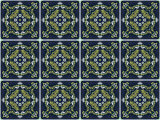 Bandana print. Women's shawl with floral pattern. Mediterranean wallpaper. Portuguese tile azulejo. Turkish ornament. Spanish porcelain. Ceramic dishes. 