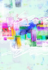 Abstract original painting of lines, blocks, color geometric spaces, flowing building blocks of  shapes and designs, background , posters, artwork, fine art , multicolored bright paint modern art