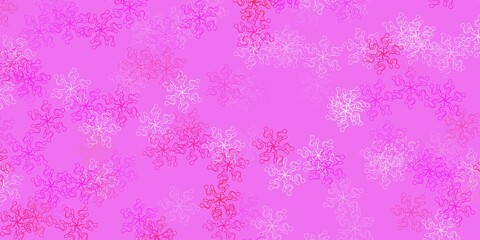 Light pink vector doodle pattern with flowers.