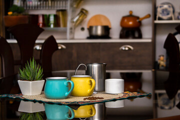 a warm, sweet and colorful moment with coffee and milk / un cálido, dulce y colorido momento con...