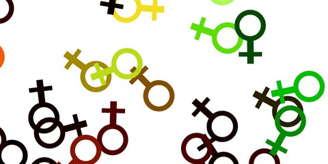 Light Green, Yellow vector template with businesswoman signs.