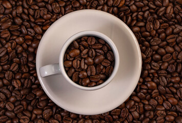 Coffee cup with beans