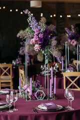 The Concept Of Wedding Decor. Purple and lilac decor