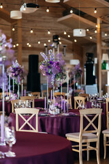 The Concept Of Wedding Decor. Purple and lilac decor