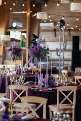 The Concept Of Wedding Decor. Purple and lilac decor
