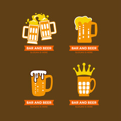 Kind of Beer Glass Icons Stock Vector Set