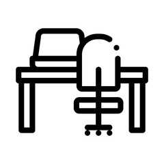 workplace table and chair icon vector. workplace table and chair sign. isolated contour symbol illustration