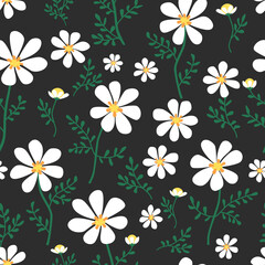 Vector seamless floral pattern from chamomile. Cute simple design for wallpaper, fabric, textile, wrapping paper