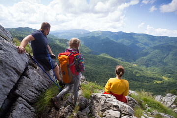 family in the mountains