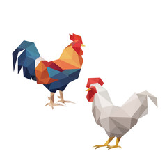 CHICKEN ROOSTER ILLUSTRATION WITH POLYGONAL TRIANGLE STYLE