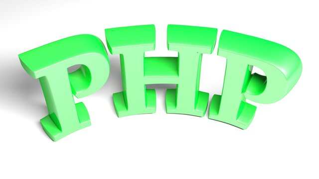 PHP green bent write isolated on white background - 3D rendering illustration