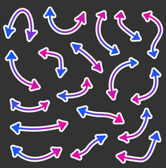 Set of paper double sided arrows.