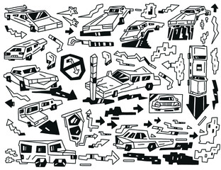 Obraz premium Cars doodles