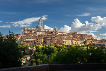 Obraz premium Widok na średniowieczne miasto Siena Toskania