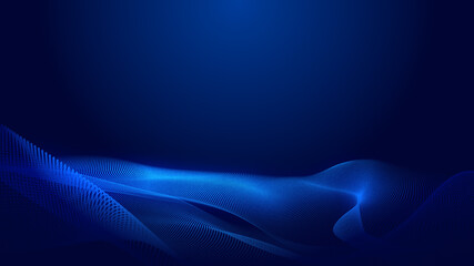 Dot blue wave light screen gradient texture background. Abstract  technology big data digital background. 3d rendering.