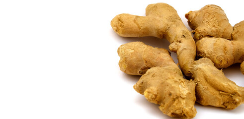 ginger root on white background