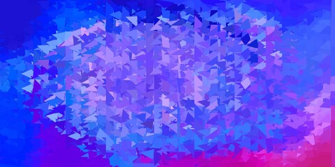 Light blue, red vector triangle mosaic background.