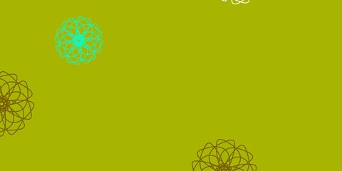 Light Blue, Yellow vector doodle texture with flowers.