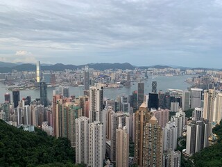 Fototapeta na wymiar Panorama urbain et baie de Hong Kong