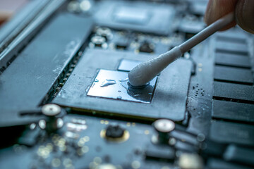 Engineer technician man upgrade and maintenance digital pc. Solutions services electronic hardware....
