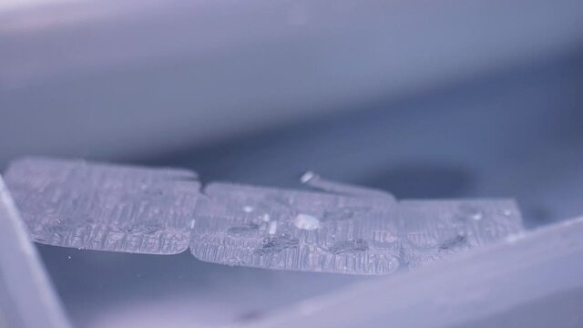 paraffin section being mounted on a microscope slide laboratory slow motion