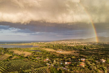 San Teodoro al tramonto con arcobaleno, Sardegna