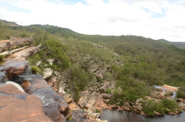 Top of the Waterfall in Milho Verde in the state of Minas Gerais called Cachoeira do Moinho (translated to Watermill Waterfall)