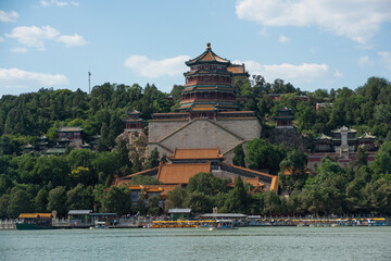 Historical asian temple on the coast of the sea