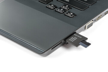 Memory card inserting into adapter and laptops card reader