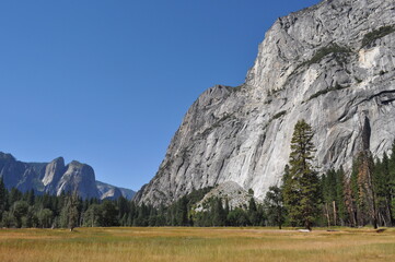 View of giant mountain from the Yosemite Valley