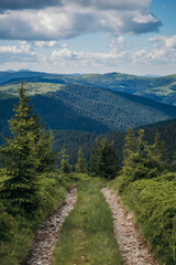 Obraz premium A sign with a mountain in the background