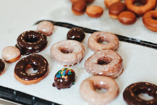 homemade donuts with chocolate