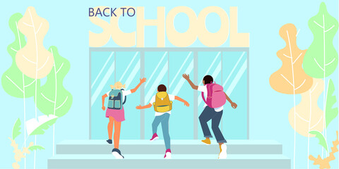 Schoolchildren with backpacks