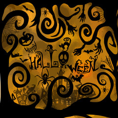 Happy halloween calligraphic card. Vector illustration