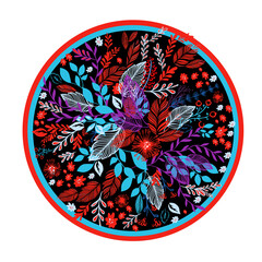 Beautiful Floral abstraction in a circle. Vector illustration