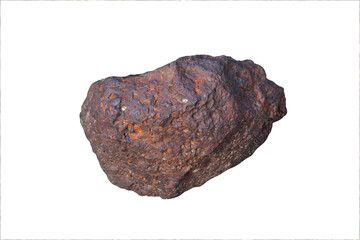 Natural sample of iron ore isolated on white background.