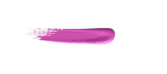 Red colored brush stroke paiting over isolated background, canvas watercolor texture, pink lipstick smudge