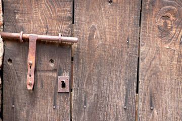 antique wooden door with lock