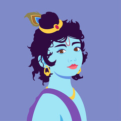Portrait of little Krishna. Happy krishna janmashtami.