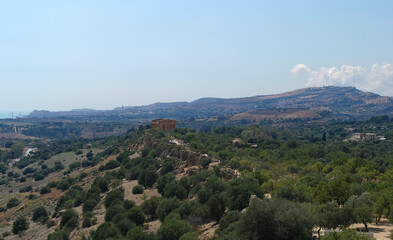 Fototapeta na wymiar Agrigento Akragas Valley of the Temples - Tempio della Concordia from Tempio di Giunone